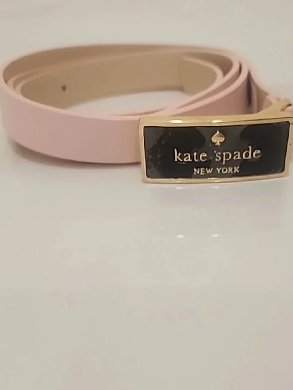 kate spade Pale Pink Leather Logo Buckle Belt